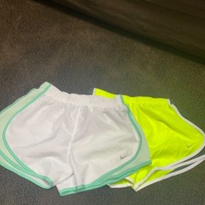 Neon yellow and white Nike shorts bundle!! Size M